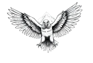 majestic eagle spreading wings against mountain peaks 

In the eagles wings put these names. 
Isabella 
joeseph
Anthony tattoo idea