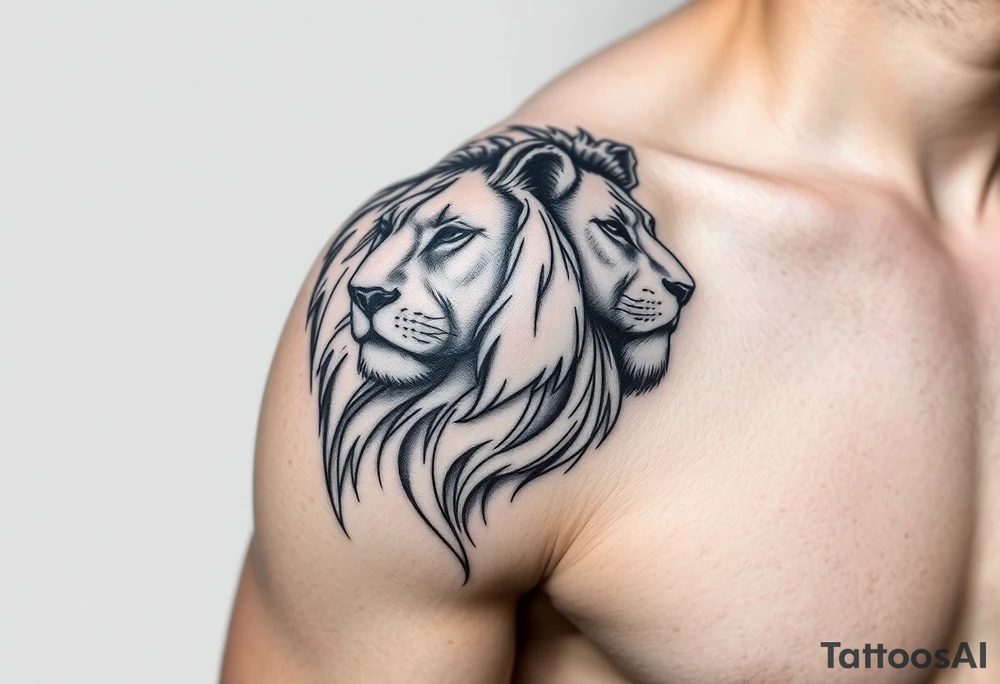 lion on the shoulder tattoo idea
