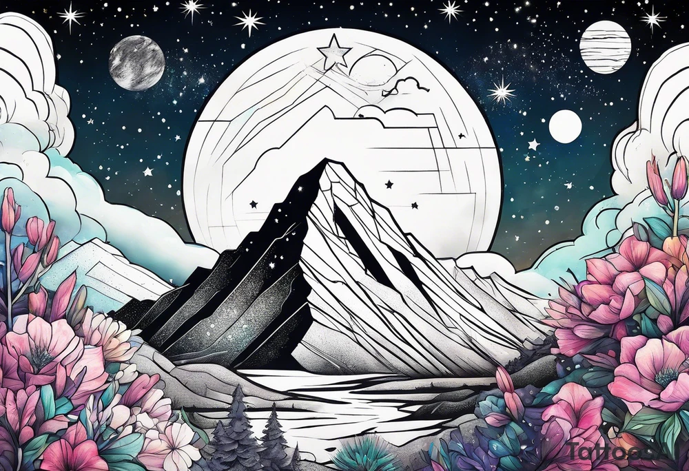 Galaxy sky with Arizona landscape tattoo idea
