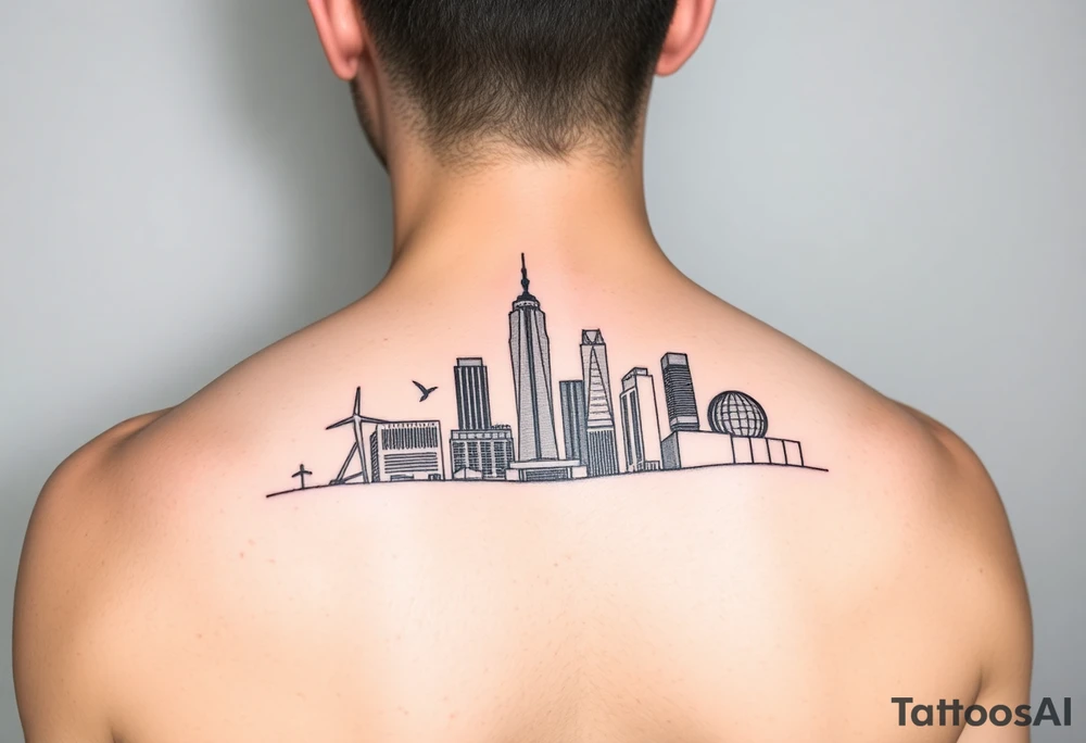 minimalist, abstract, line drawing of the downtown phoenix az skyline tattoo idea
