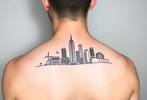 minimalist, abstract, line drawing of the downtown phoenix az skyline tattoo idea