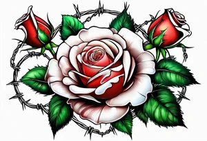 roses with thorns and barbed wire intertwined tattoo idea