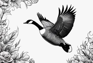 canadian goose stretching her wings facing upwards tattoo idea