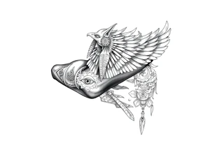 Egyptian theme . Add more elements. I have Egyptian symbols also so I want to connect them tattoo idea