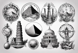 seven wonders of world tattoo idea