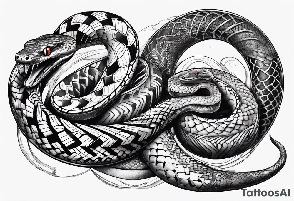 Snakes on the chest tattoo idea
