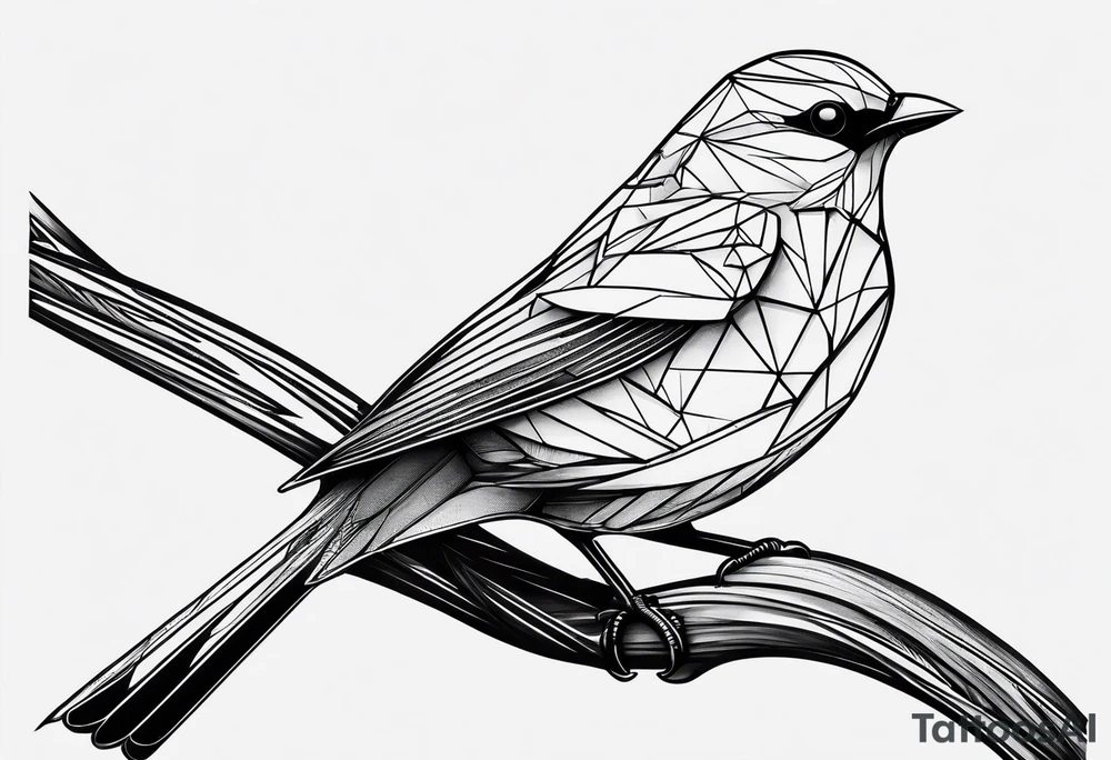 Geometric small bird tattoo idea