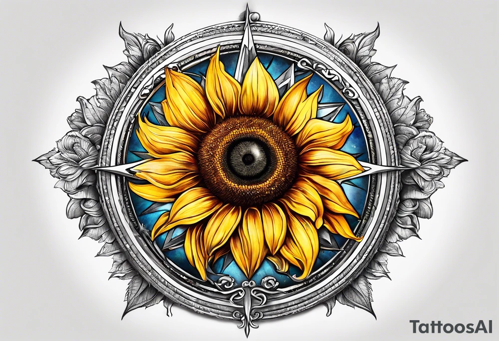 Sunflower compass, "To Thine Own Self Be True" tattoo idea