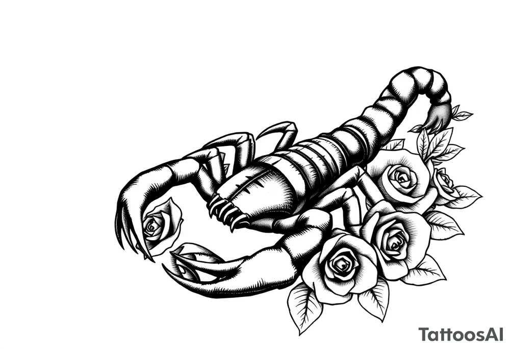 Scorpion with roses tattoo idea
