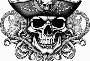 Pirate skull with tentacles tattoo idea