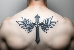 Cross with angels tattoo idea