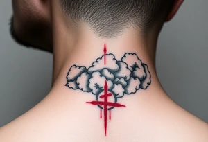 deepfull description of details with clouds and red tattoo idea