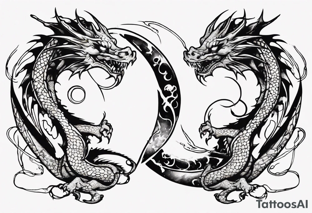 two dragons meeting to make a yin yang tattoo idea