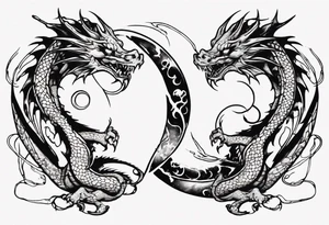 two dragons meeting to make a yin yang tattoo idea
