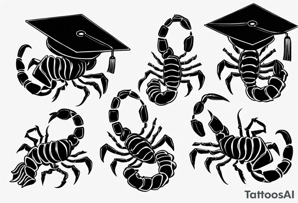 cute scorpion with a graduation cap with 2023 tattoo idea