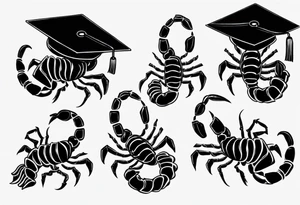 cute scorpion with a graduation cap with 2023 tattoo idea