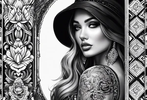 bold feminine sleeve tattoo idea