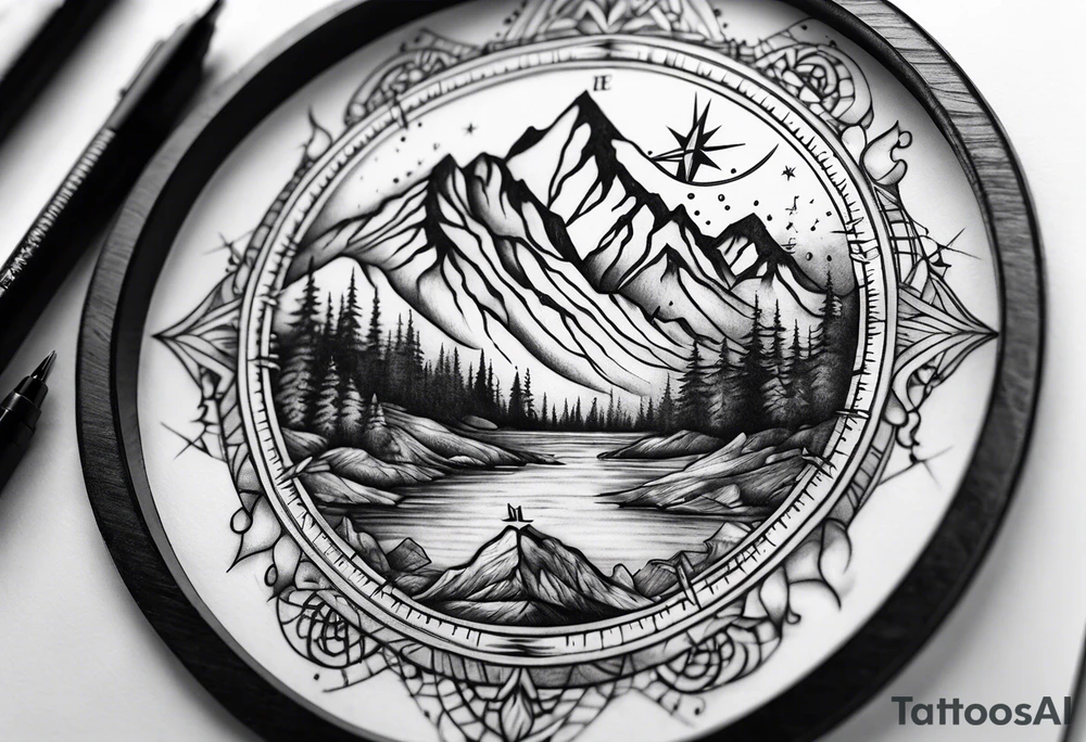 mountains sea 
music compass tattoo idea