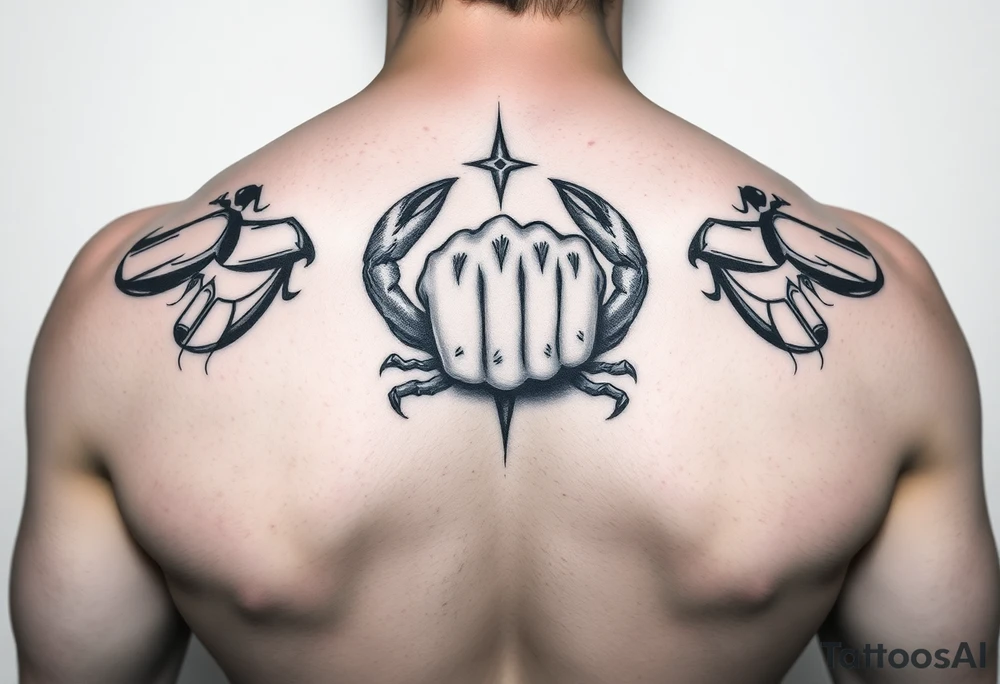 Symbol of mental health struggle, cancer astrological sign, closed fist tattoo idea