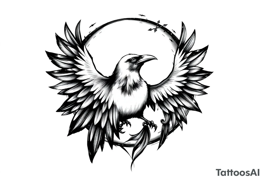 a circular crow tattoo tattoo idea