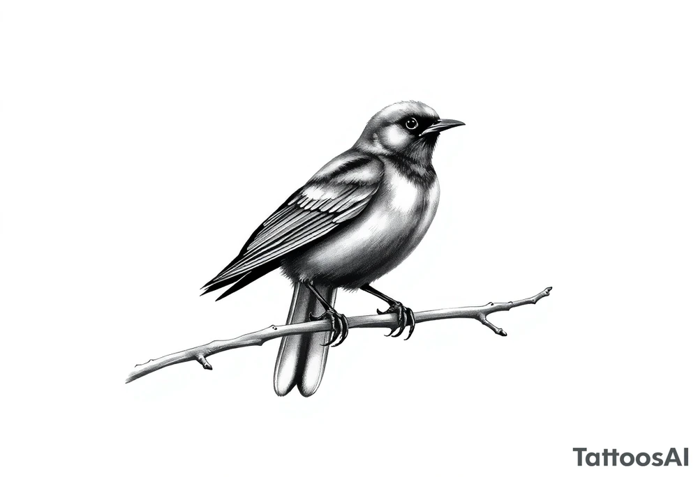 Male European Blackbird on a branch tattoo idea tattoo idea
