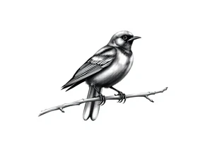 Male European Blackbird on a branch tattoo idea tattoo idea