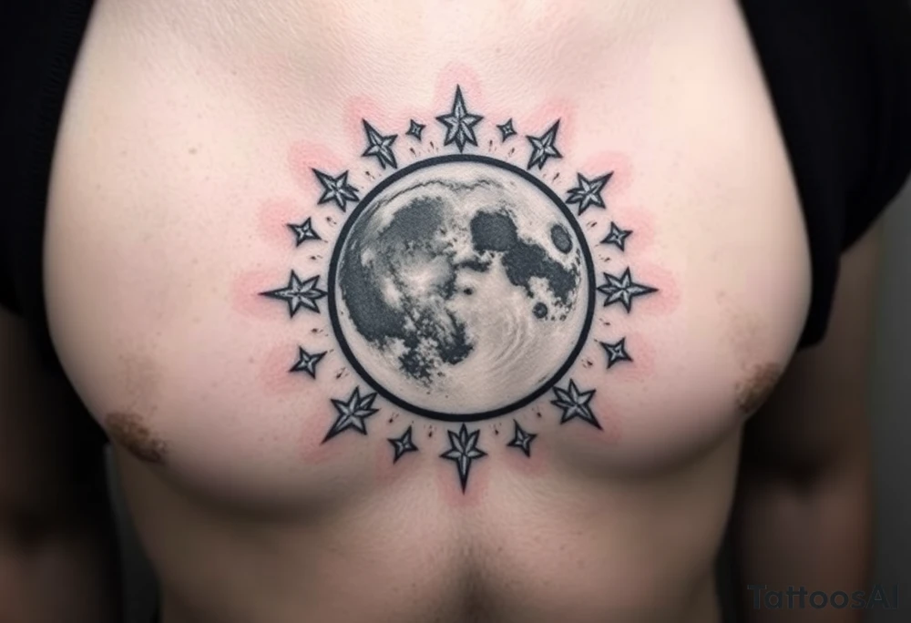 Moon and stars tattoo idea
