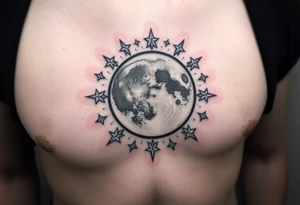 Moon and stars tattoo idea