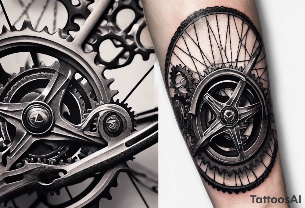 bicycle gear and chain as watch around wrist tattoo idea