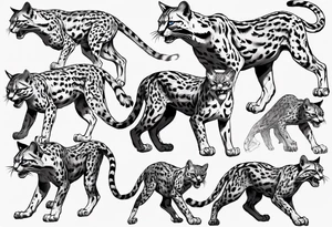 cybernetic ocelot full body roar tattoo idea