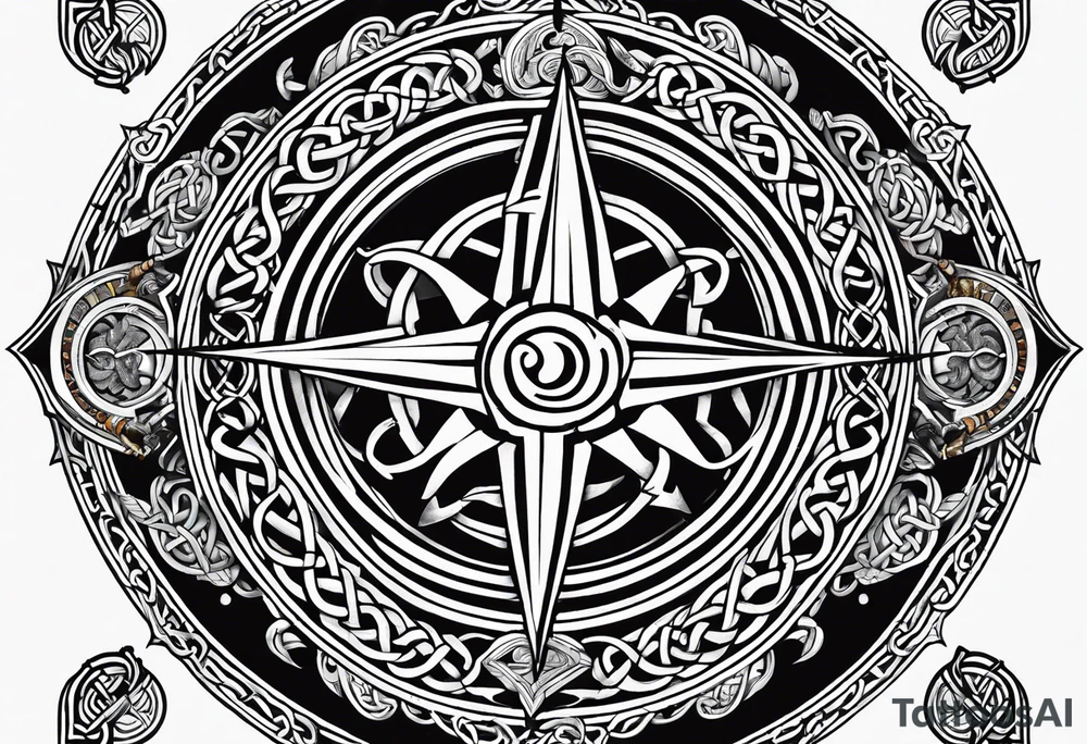 Celtic, forearm, half sleeve, anchor, compass tattoo idea