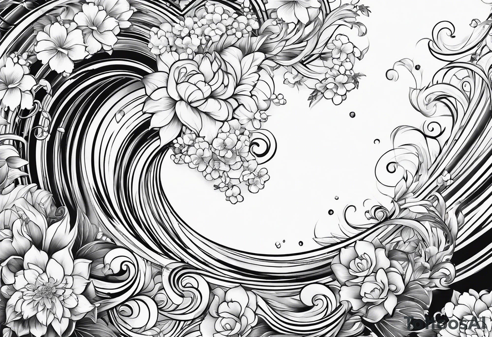 background wind or water with curved lines tattoo idea