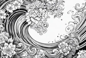 background wind or water with curved lines tattoo idea