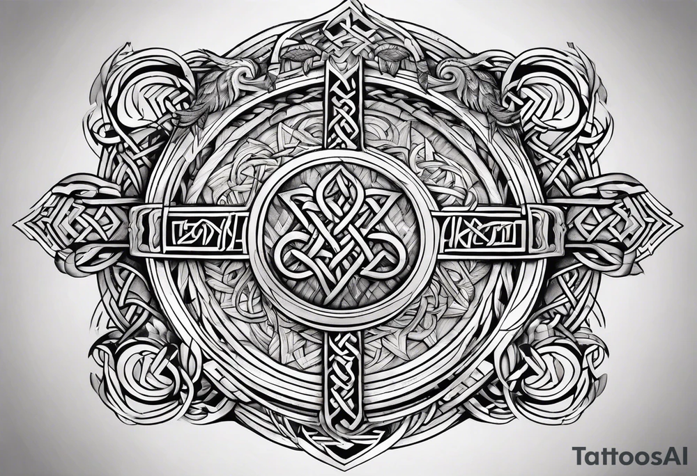 viking runes and knots tattoo idea