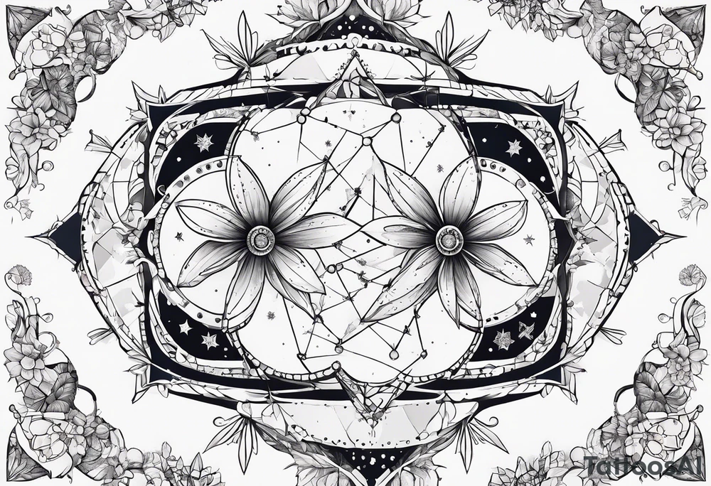 Constellation, animal snow , géométric , flower tattoo idea