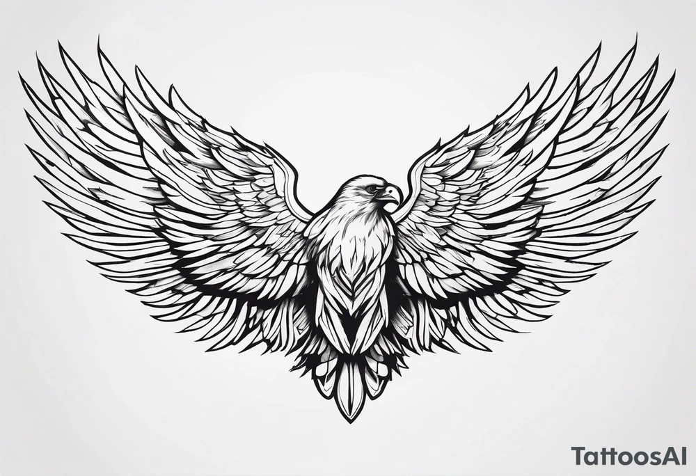 condor wings spread across shoulders tattoo idea