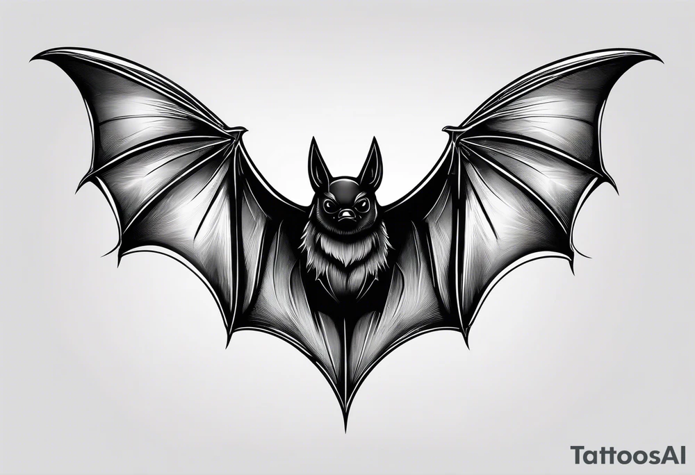 Black bat flying tattoo idea