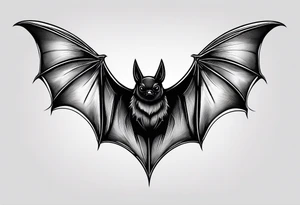 Black bat flying tattoo idea