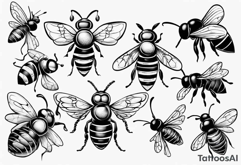 biene in der seiten lage im comic still gezeichnet tattoo idea