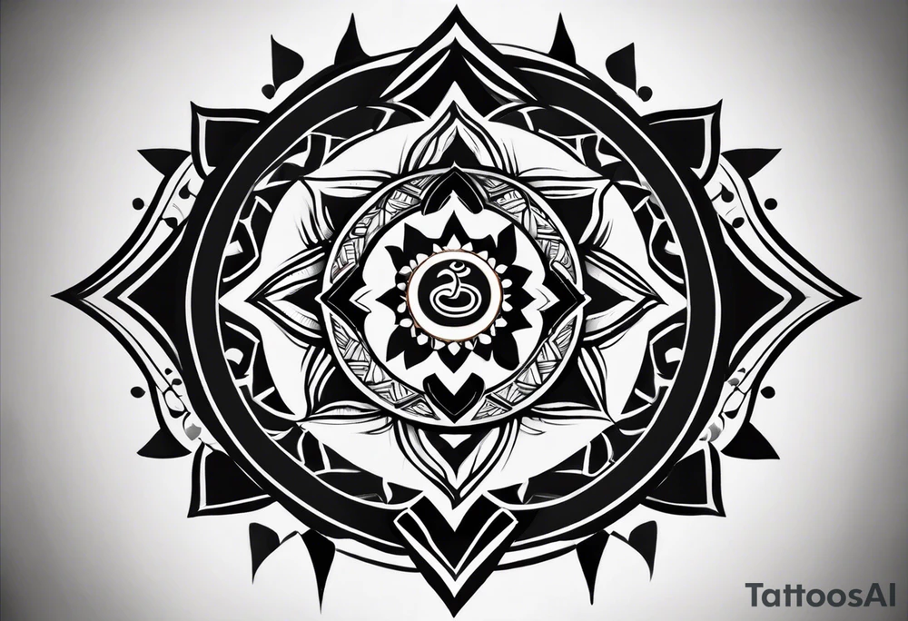 I need a 'om' tattoo on my forearm with black and grey design and less ink with solid lines only. It needs to have three triangles which represent past, present and future. The tattoo should contain stylish modern custom design. tattoo idea