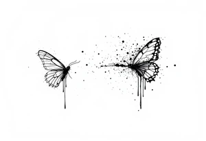 Bleeding butterfly and a second one who is in mental horror style and his placement is left and down from the first one tattoo idea