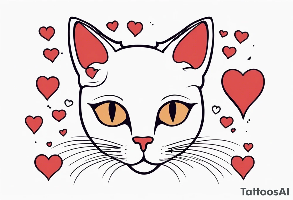 Cat and hearts tattoo idea