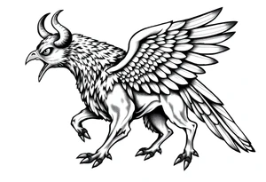 A bull / falcon hybrid creature with ancient Egyptian mythology, as ruled by Venus in western zodiac tattoo idea