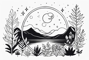 Universe and plants tattoo idea