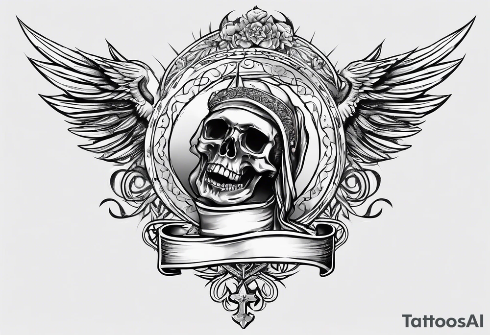 Pain, discipline and catholic religion tattoo idea