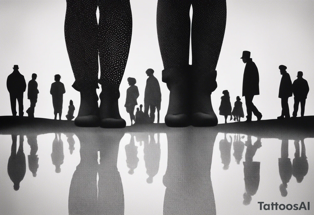 2 Black shadows of people standing over 2 black shadows of people tattoo idea