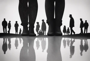 2 Black shadows of people standing over 2 black shadows of people tattoo idea