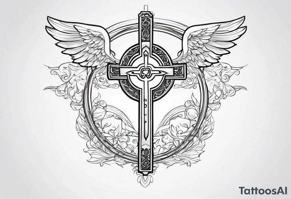 orthodox  CROS WITH ANGEL tattoo idea
