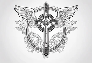 orthodox  CROS WITH ANGEL tattoo idea