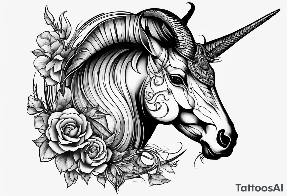 capricorn with sunglasses and gun tattoo idea